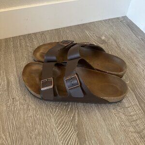 Birkenstock Men's Arizona Leather Sandal Dark Brown US 13 13.5 46 Slide Summer V